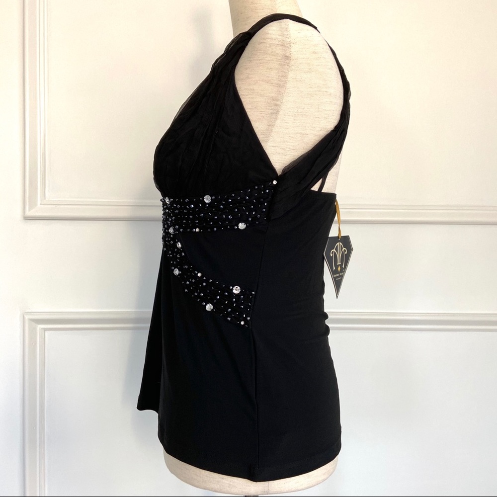 Amanda Adams Couture Beaded Black Halter Top L - Picture 4 of 11
